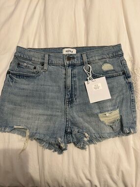 pistola Light Blue Distressed Denim Shorts